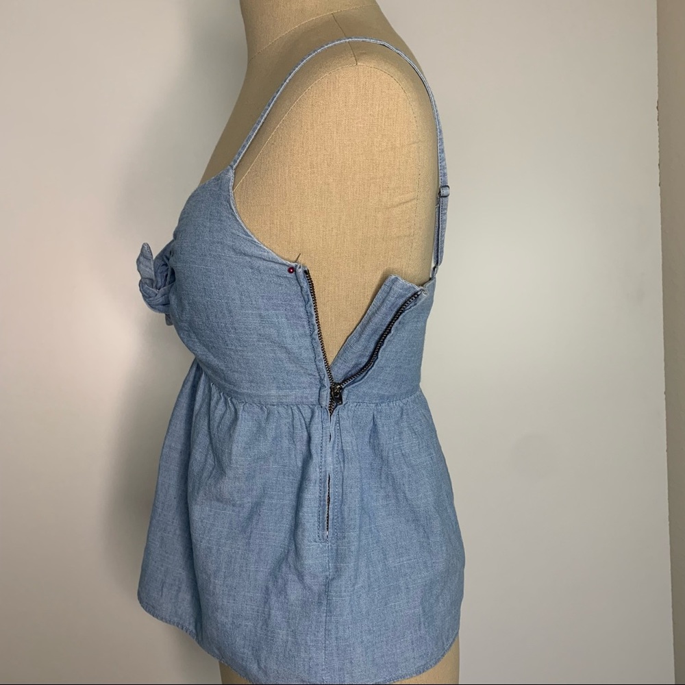 Madewell Chambray Tie-Front Keyhole Cami Top Cotton 00 - Picture 8 of 16